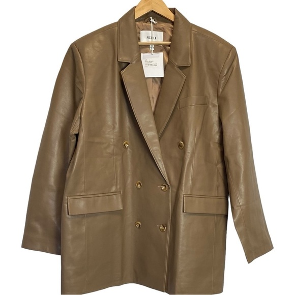 Pistola Roman Oversized Double Breasted Blazer in Taupe